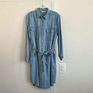 Mango Denim Color Shirt Dress